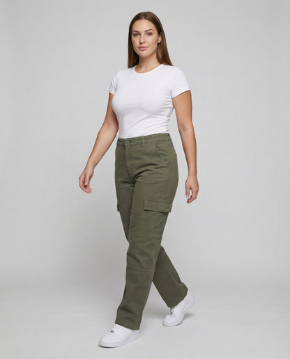 Damen Cargohose Kniepasse Canvas - Norvielle