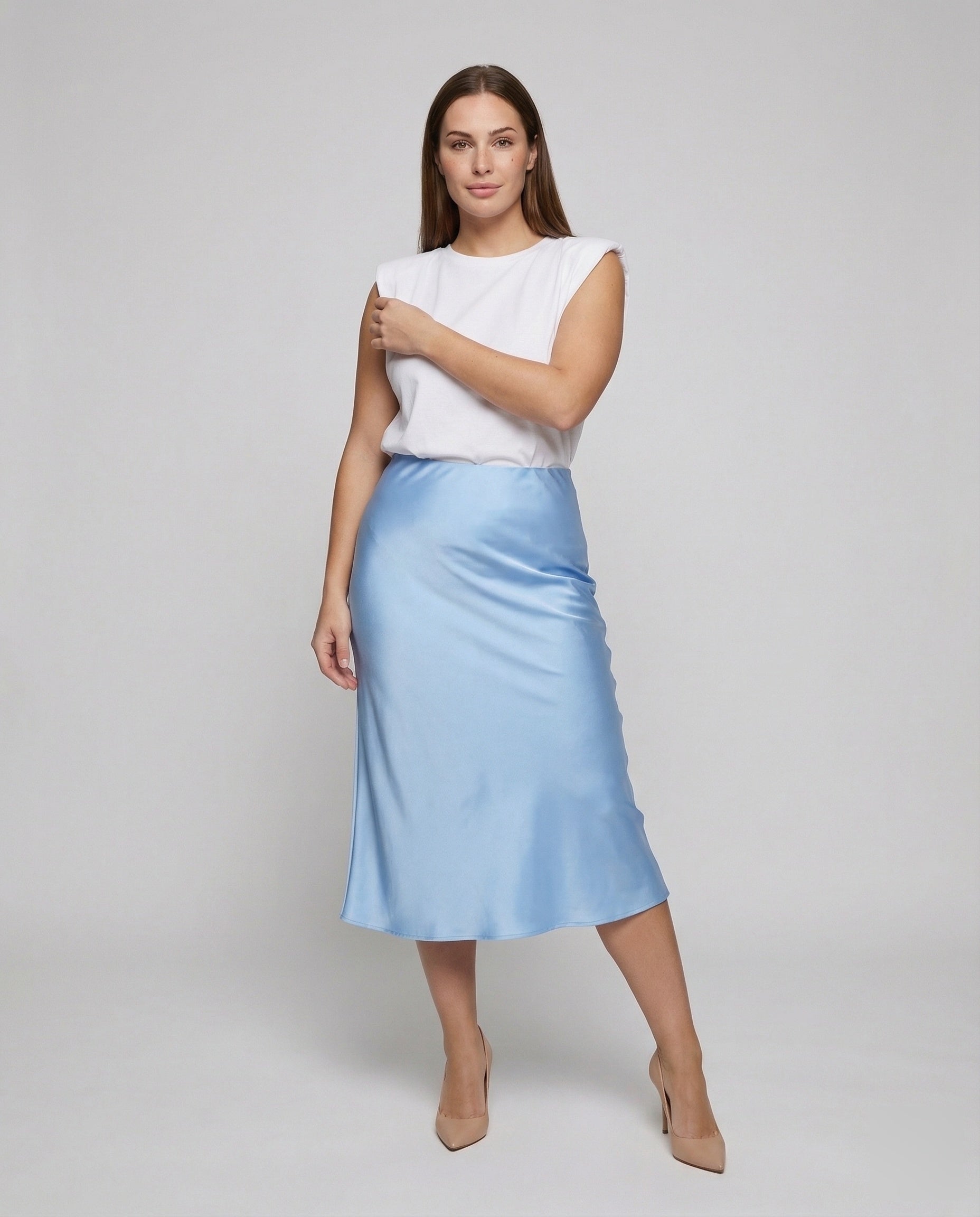 Damen Midirock Satin Hohe Taille - Norvielle