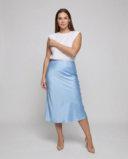 Damen Midirock Satin Hohe Taille - Norvielle