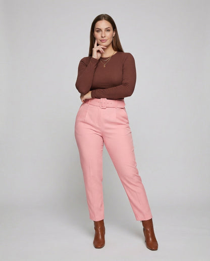 Damen Konische Bundfaltenhose Mit Taillengürtel - Norvielle