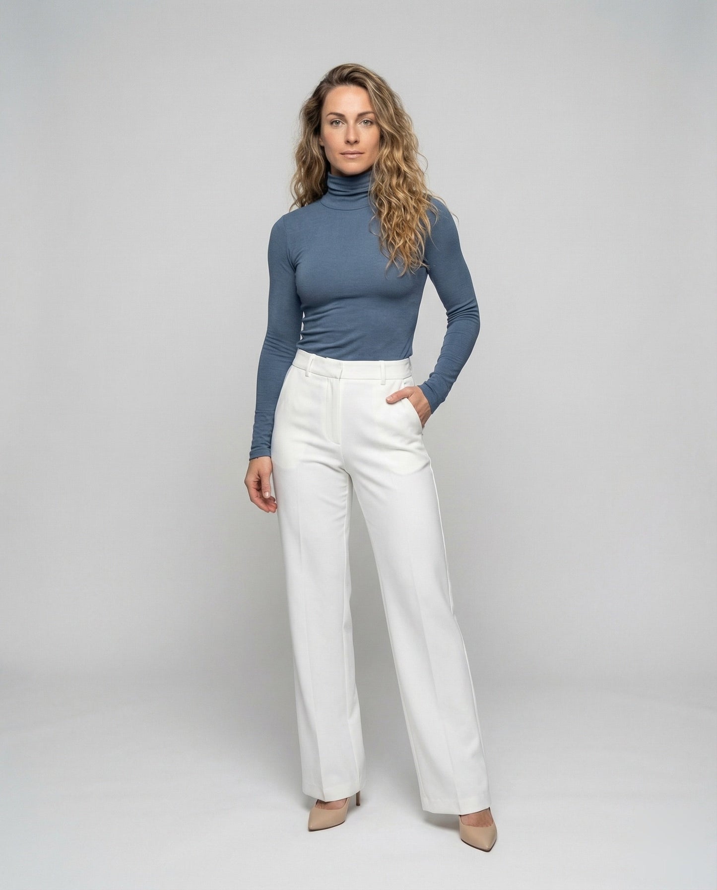 Damen Rollkragenpullover Transparenter Stretchjersey - Norvielle
