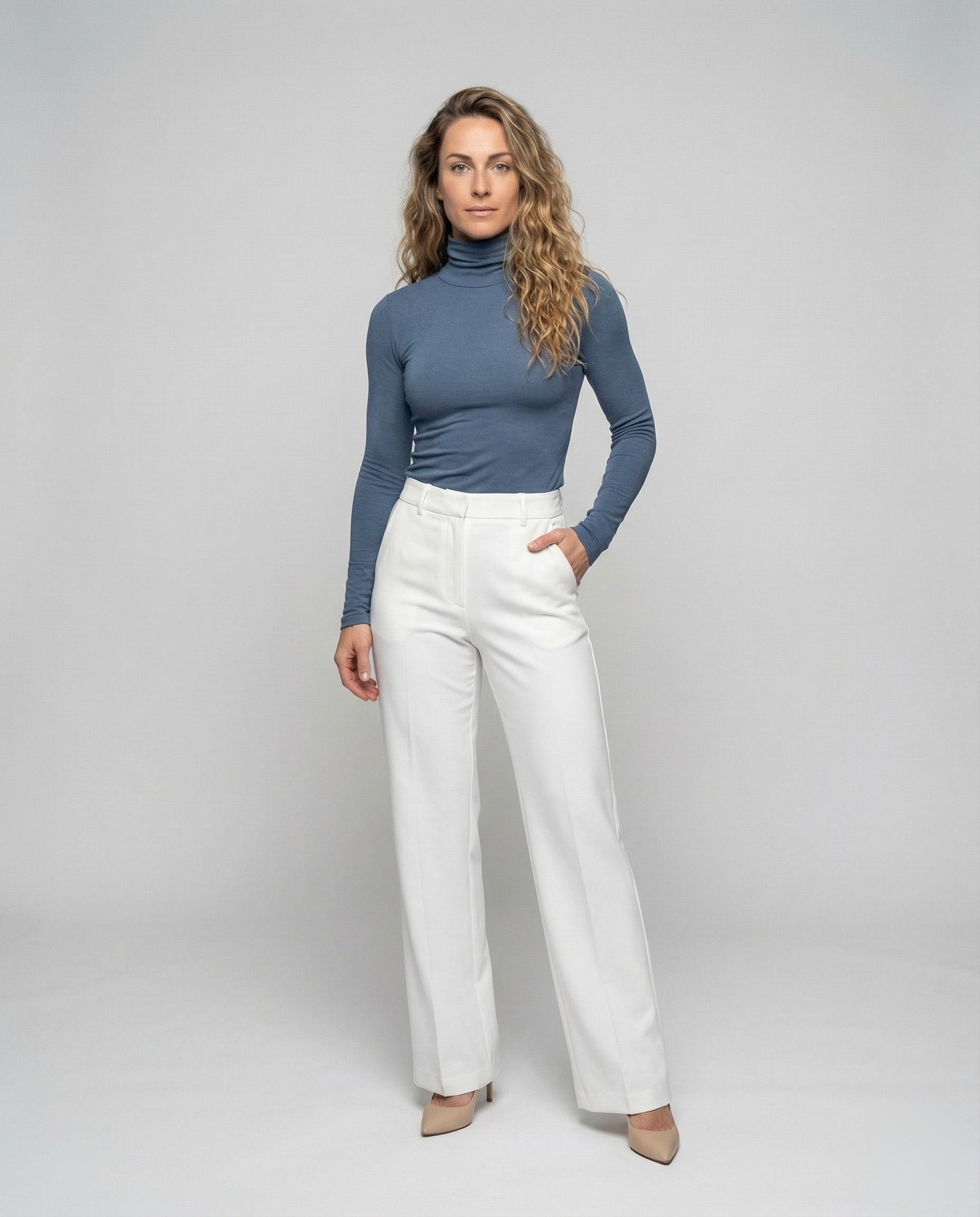 Damen Rollkragenpullover Transparenter Stretchjersey - Norvielle