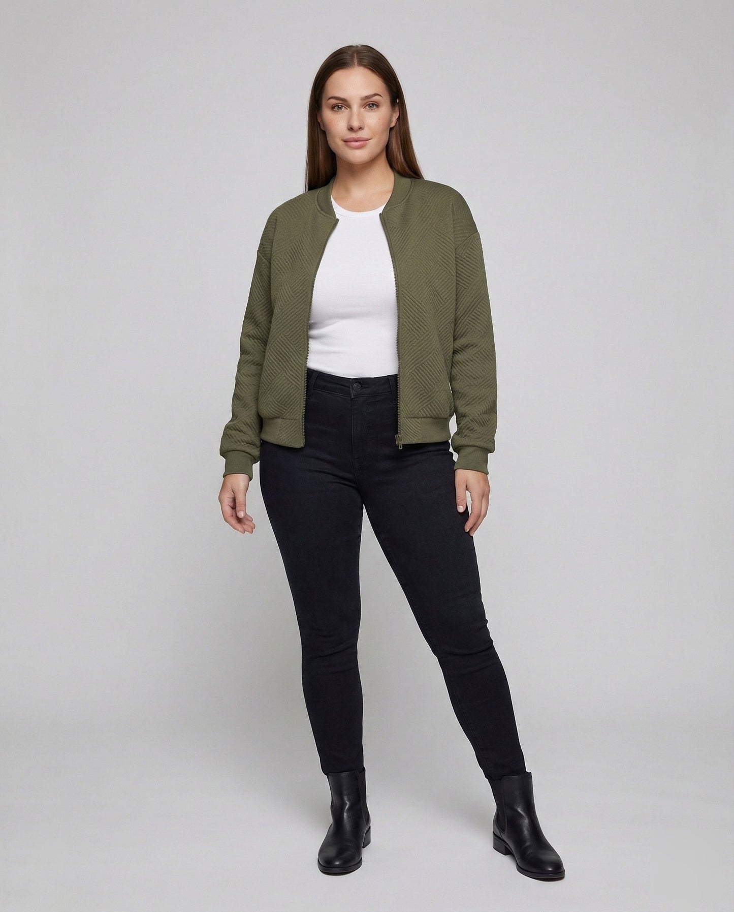Damen Bomberjacke Strickmuster Schwarz - Norvielle
