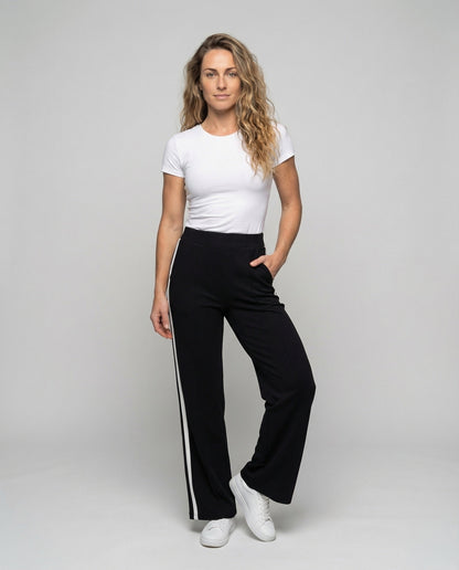 Damen Sport Schlaghose Mit Kontraststreifen - Norvielle