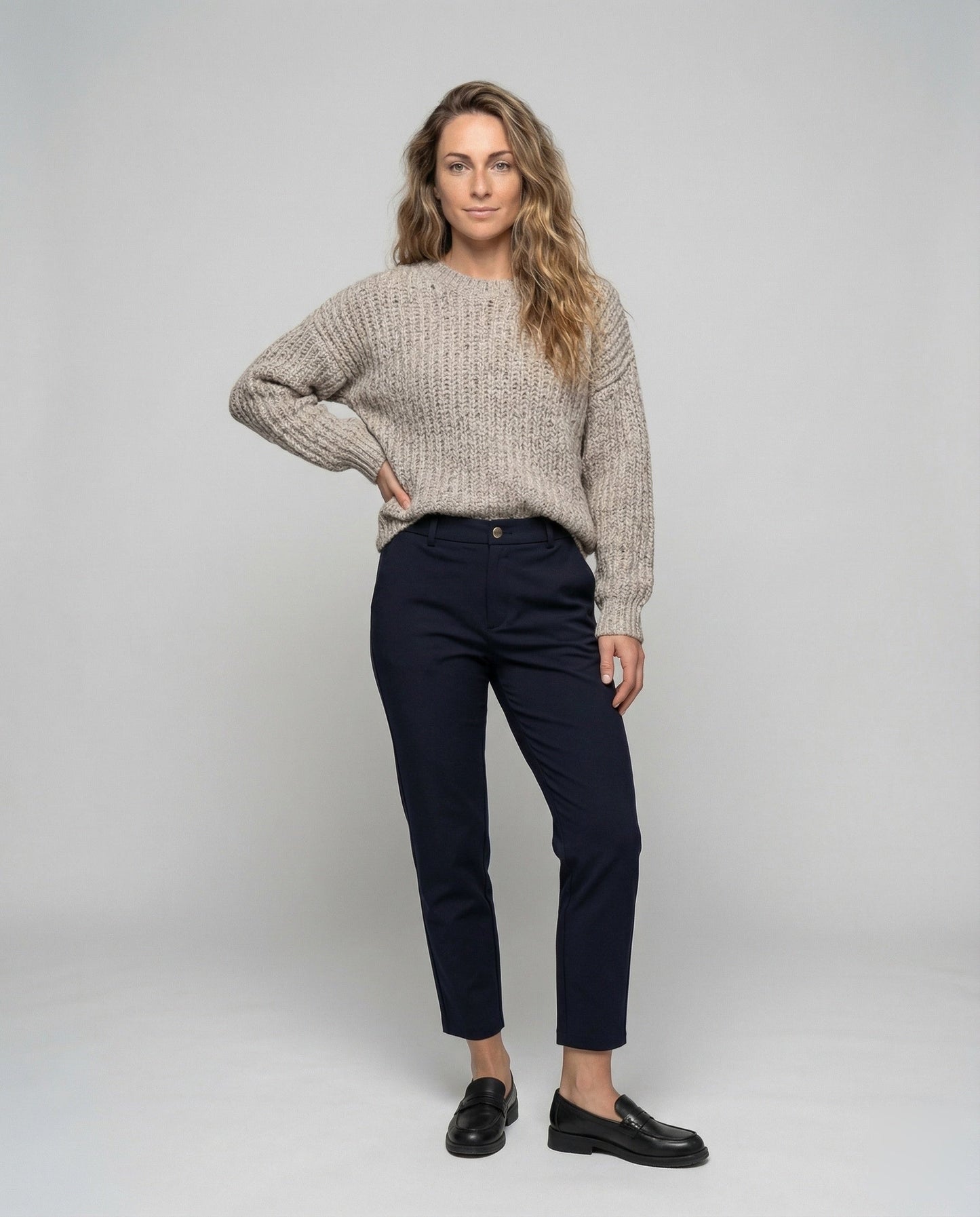 Damen Anzughose Taillierte Elastischer Bund Schwarz - Norvielle