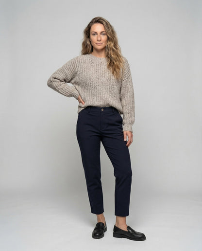 Damen Anzughose Taillierte Elastischer Bund Schwarz - Norvielle