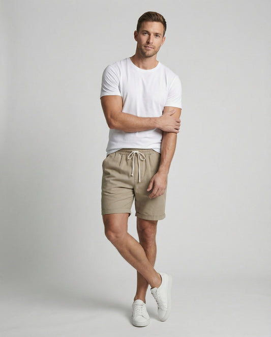 Herren Leinen-Shorts Gekrempelter Saum - Norvielle