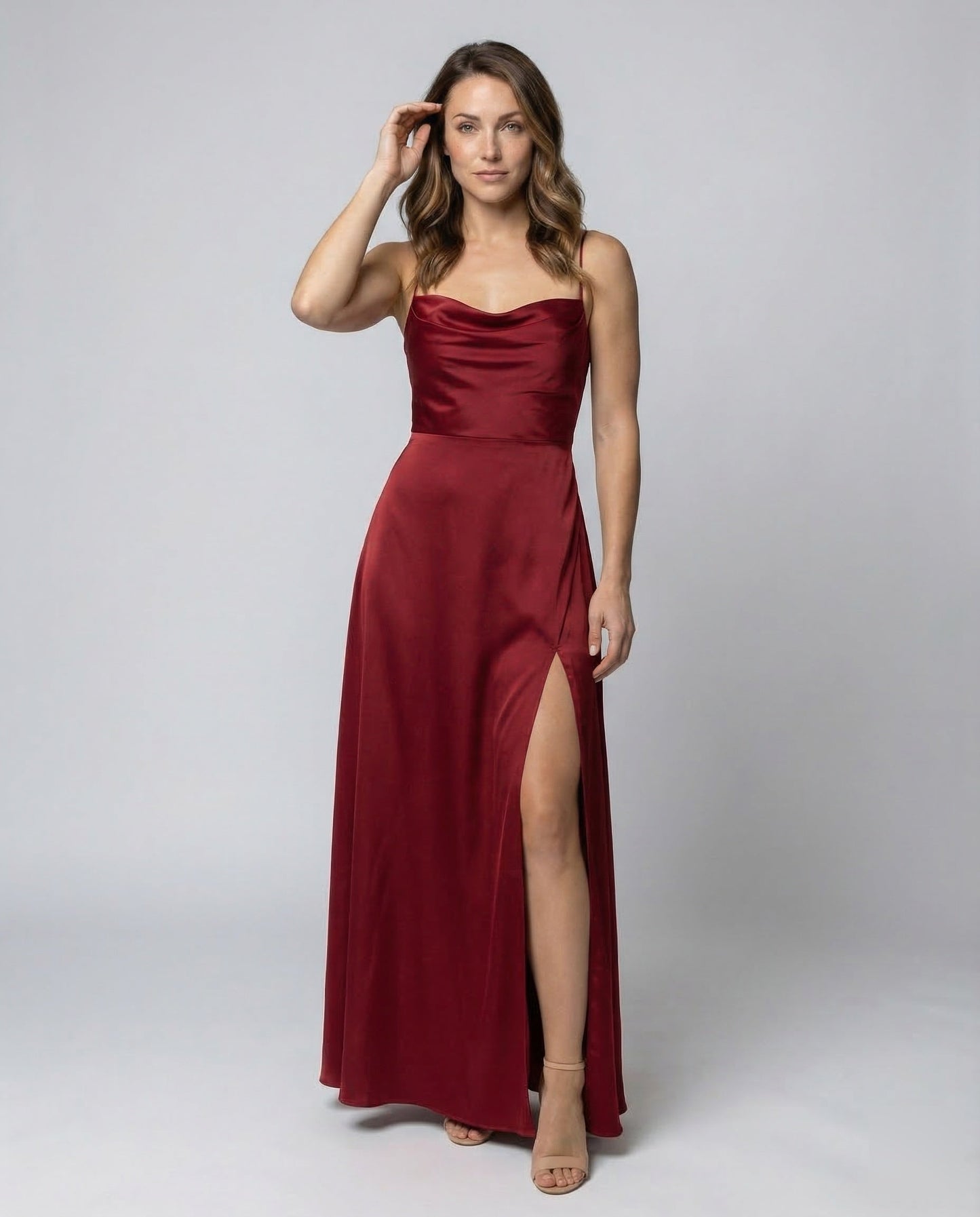 Damen Maxikleid Elegantes Kleid mit Schlitz geflochtenem Rücken