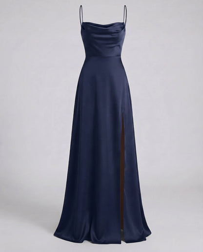 Damen Maxikleid Elegantes Kleid mit Schlitz geflochtenem Rücken