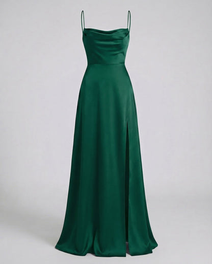 Damen Maxikleid Elegantes Kleid mit Schlitz geflochtenem Rücken