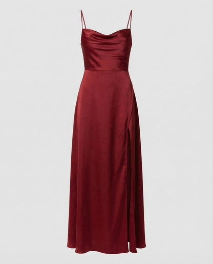 Damen Maxikleid Elegantes Kleid mit Schlitz geflochtenem Rücken - Norvielle