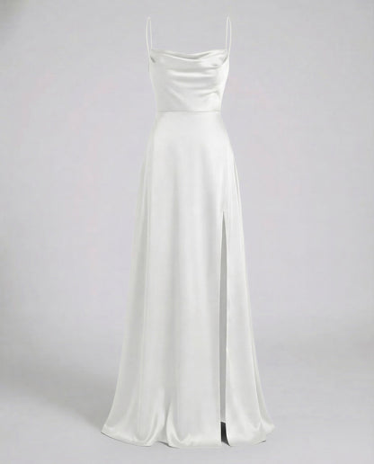 Damen Maxikleid Elegantes Kleid mit Schlitz geflochtenem Rücken