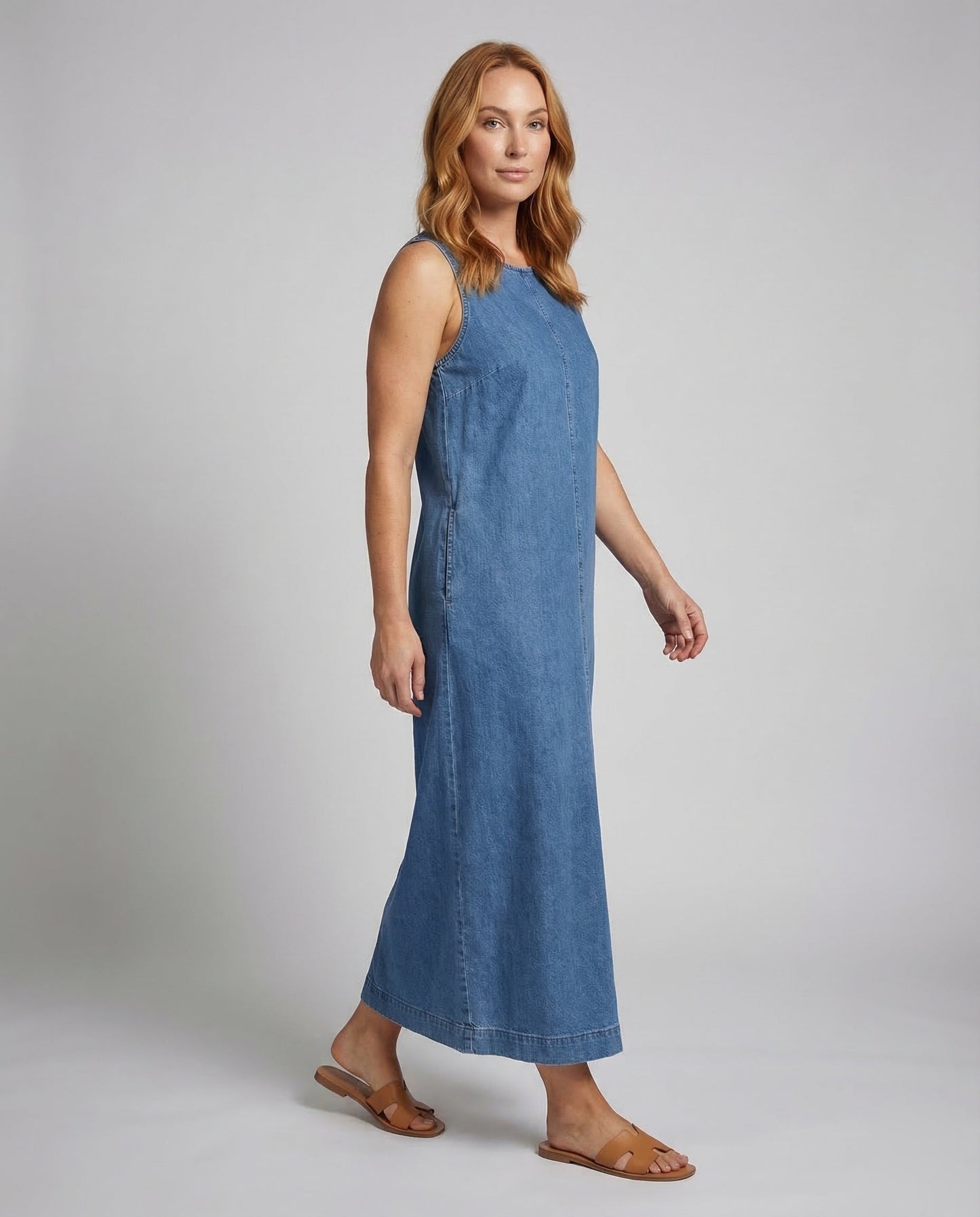 Damen Maxikleid Jeansstoff Mittelnaht Schwarz - Norvielle