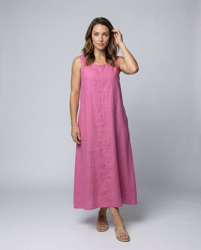 Damen Maxikleid Leinen A-Linie Weit - Norvielle