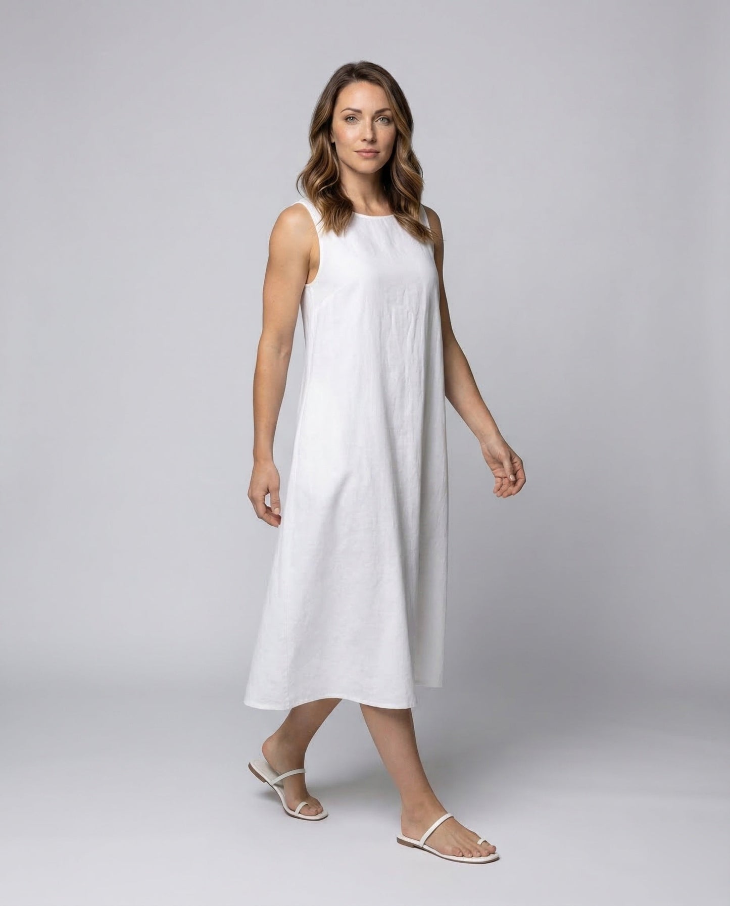 Damen Leinenkleid mit verdeckten Taschen - Norvielle
