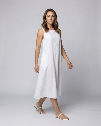 Damen Leinenkleid mit verdeckten Taschen - Norvielle