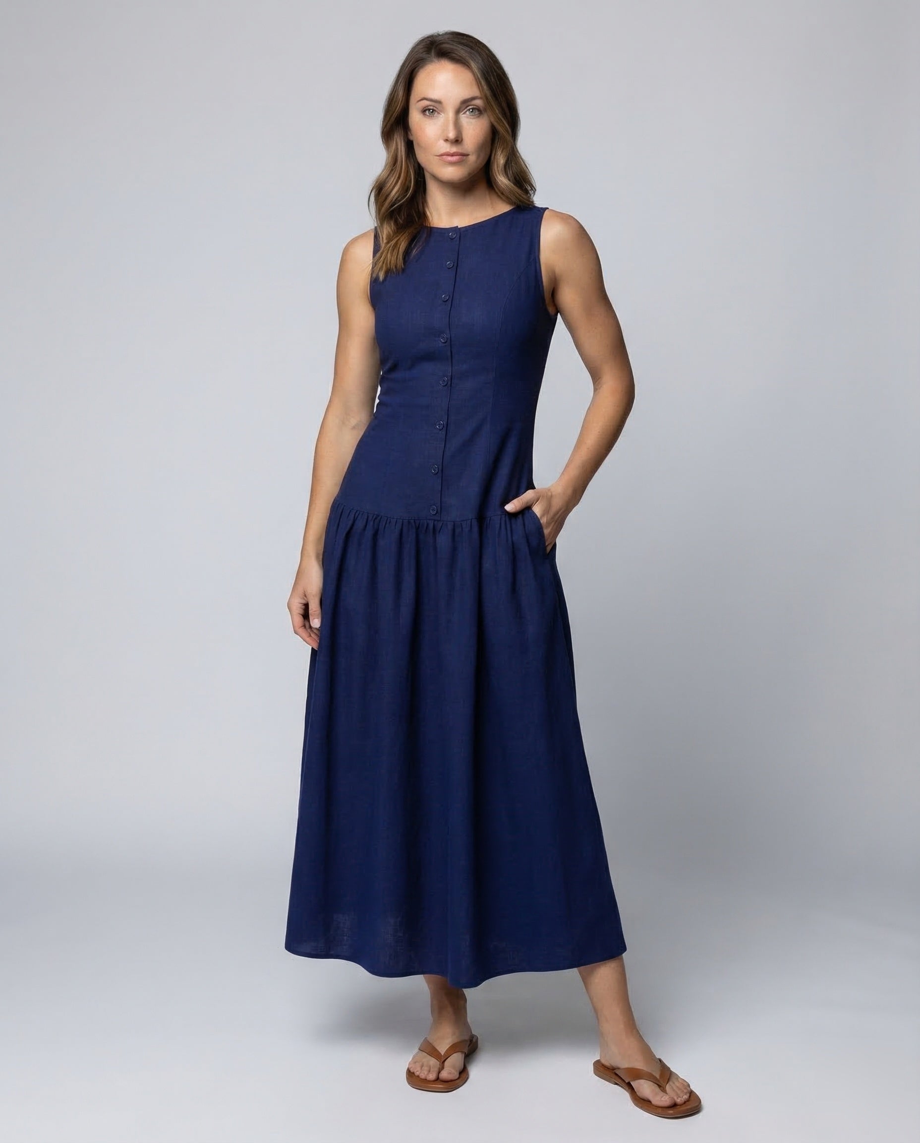 Damen Maxikleid Tailliert Stufenrock - Norvielle