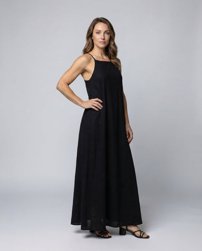 Damen Maxikleid Viskose Leinen Spaghettiträger - Norvielle