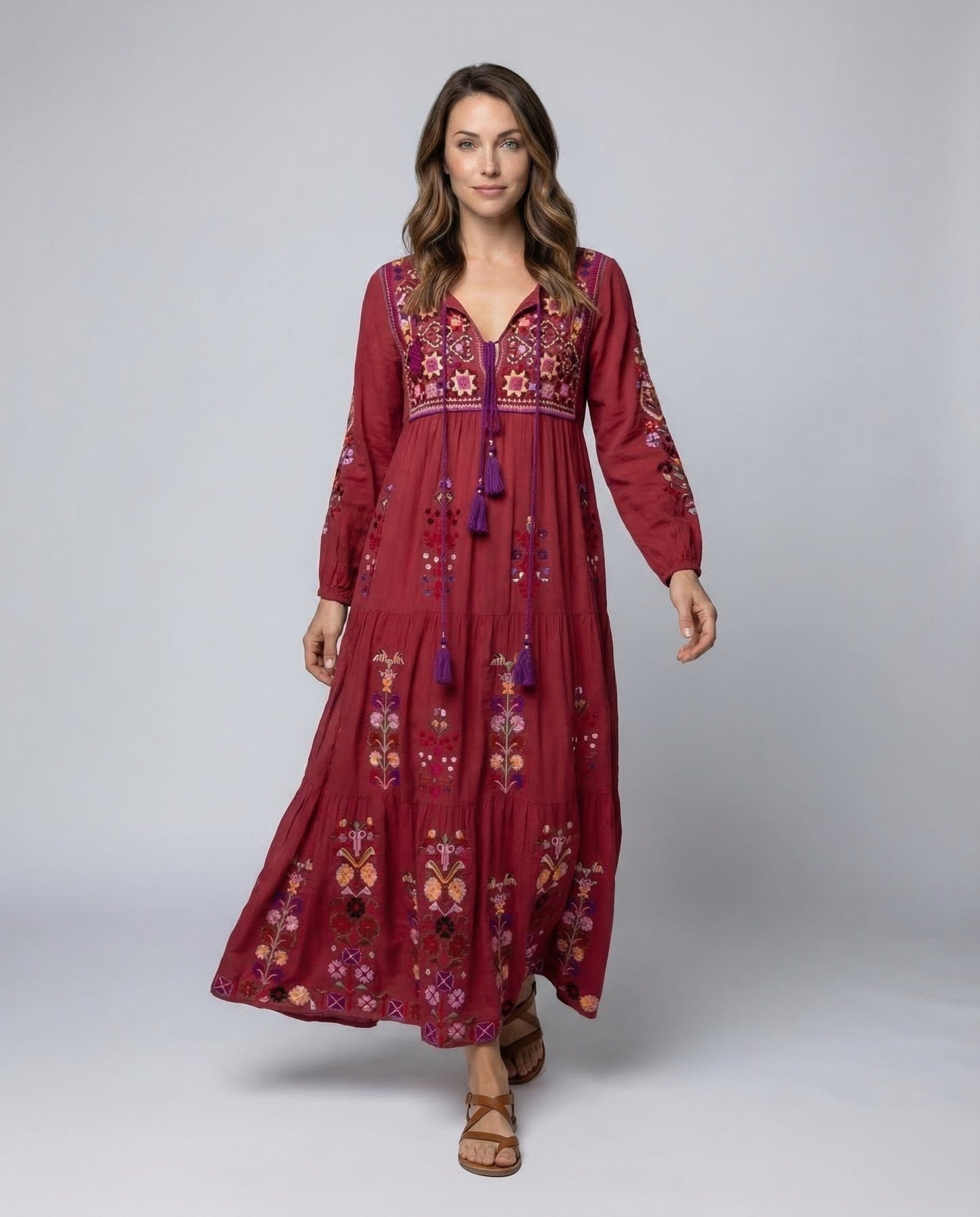 Damen Maxikleid Boho-Stil Mehrlagig Schwarz - Norvielle