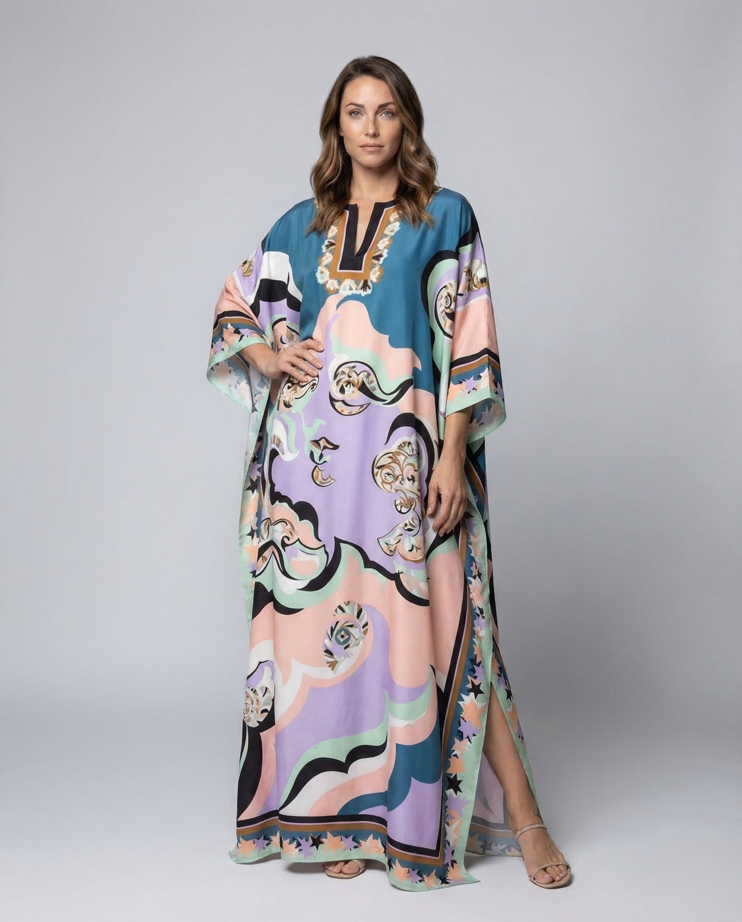 Damen Kimono Robe Ornamentprint - Norvielle