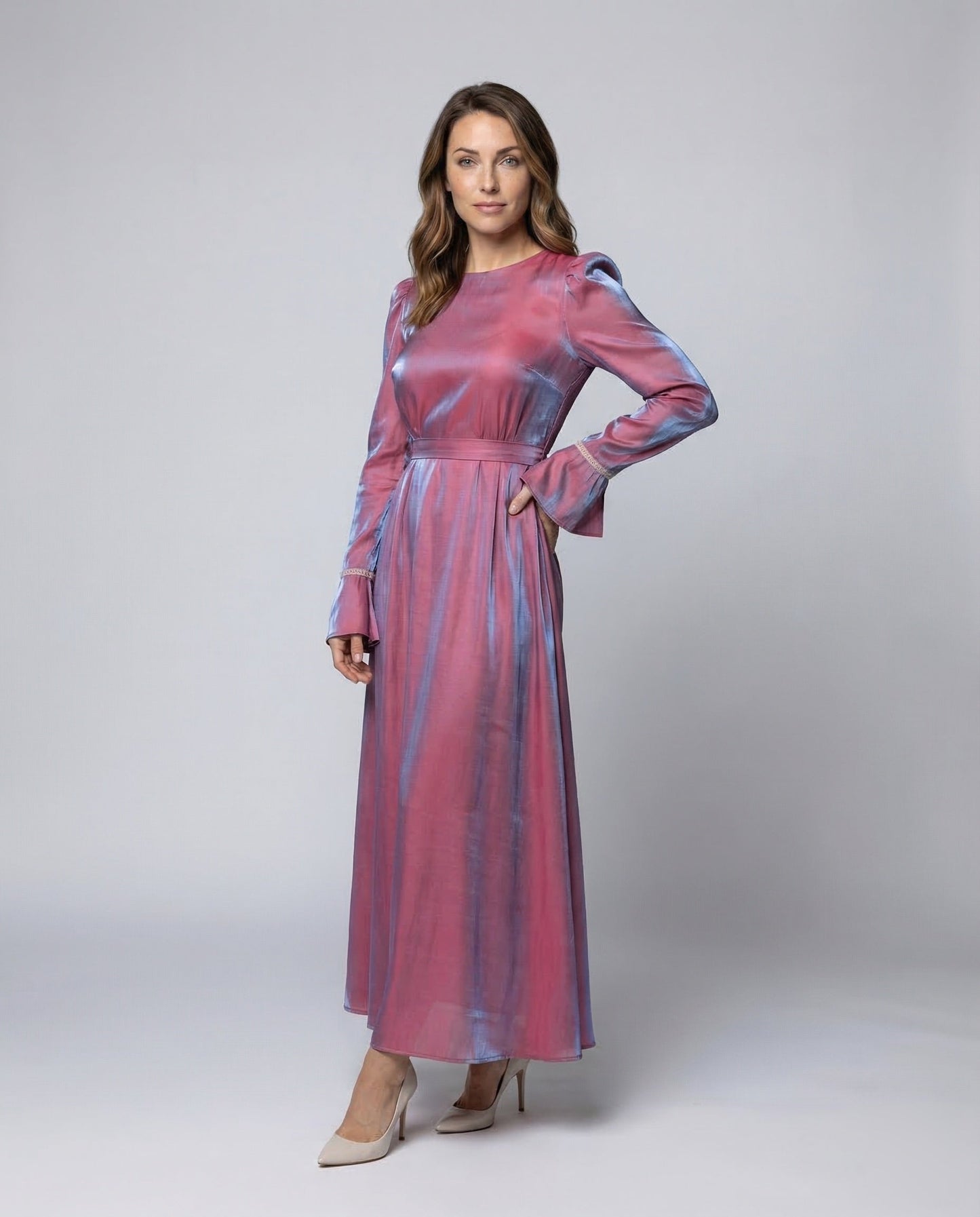 Damen Abendkleid Schiffchen-Ausschnitt Ausgestellte Manschetten - Norvielle
