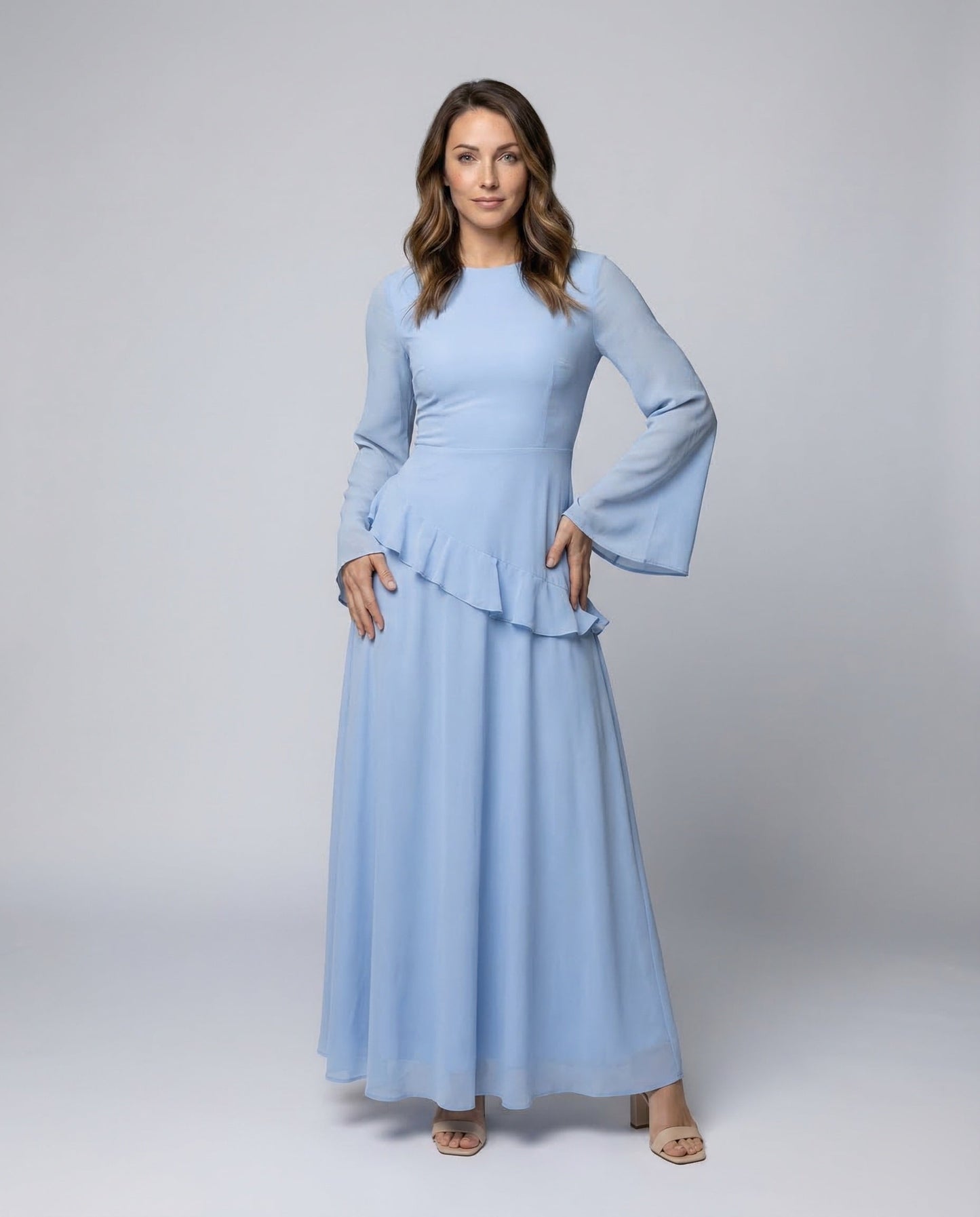 Damen Abendkleid Taillierte Volant-Passe wird zu: Damen Abendkleid - Norvielle