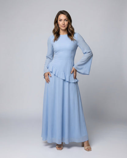Damen Abendkleid Taillierte Volant-Passe wird zu: Damen Abendkleid - Norvielle