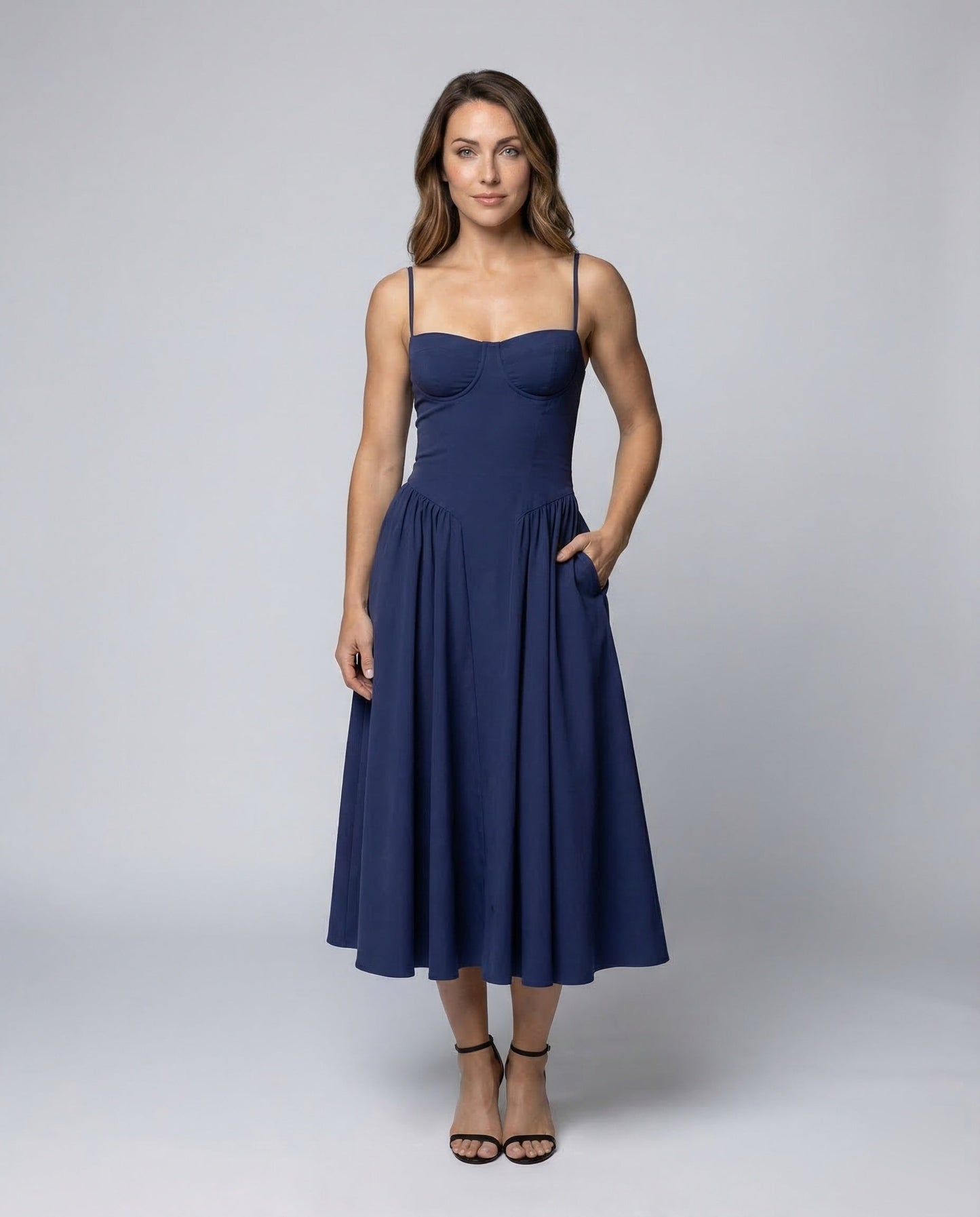 Damen Midikleid Voluminöser Tellerrock Bustier - Norvielle