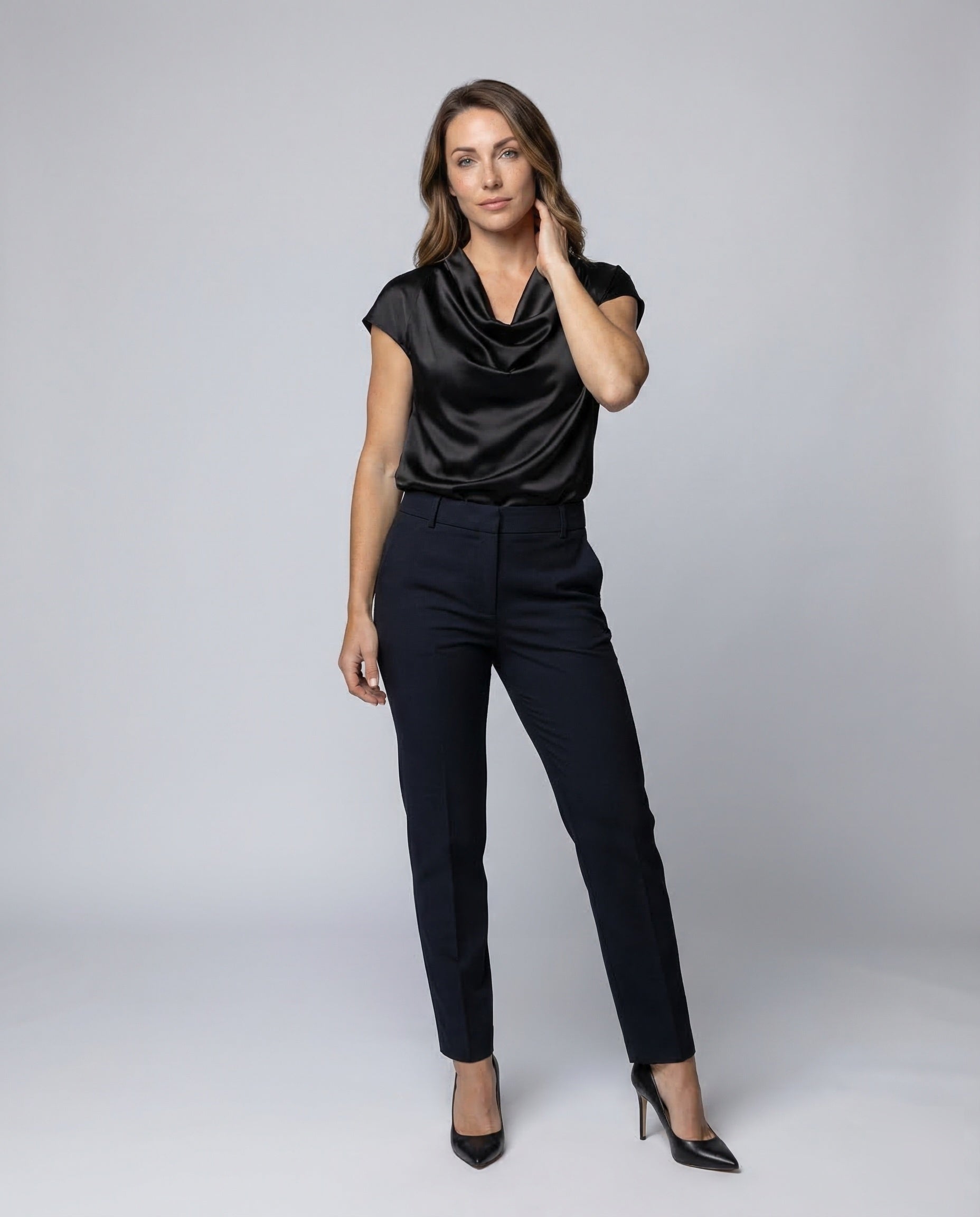 Damen Wasserfallausschnitt Bluse - Norvielle