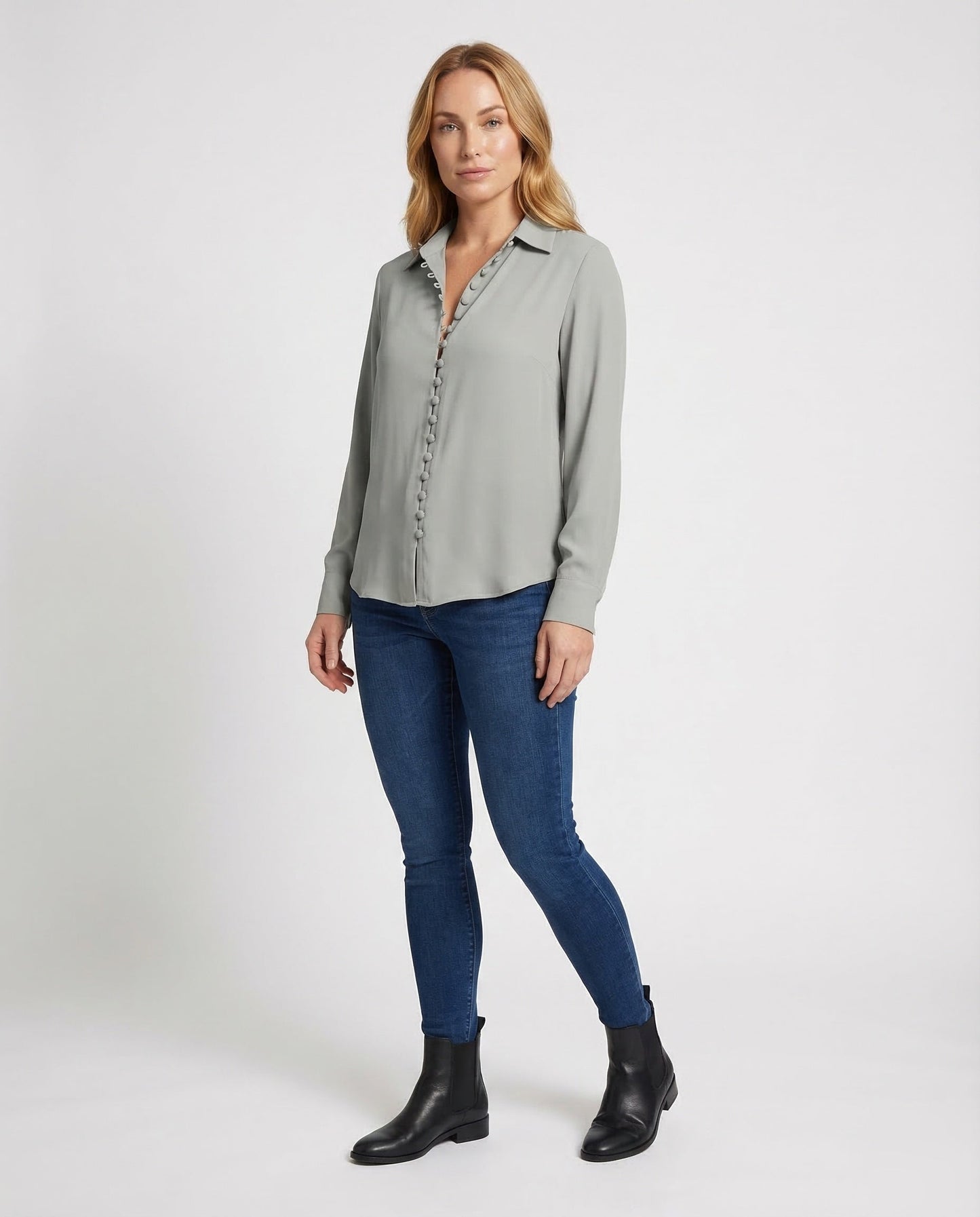 Damen Bluse Viskose Mit Knöpfen - Norvielle