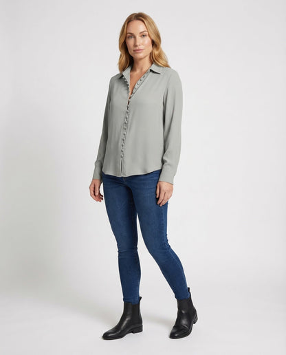 Damen Bluse Viskose Mit Knöpfen - Norvielle