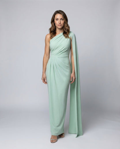 Damen Maxi-Abendkleid Ein-Schulter-Design Drapé-Taillenpartie - Norvielle