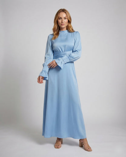 Damen Maxikleid mit Stehkragen und Manschettenärmel - Norvielle