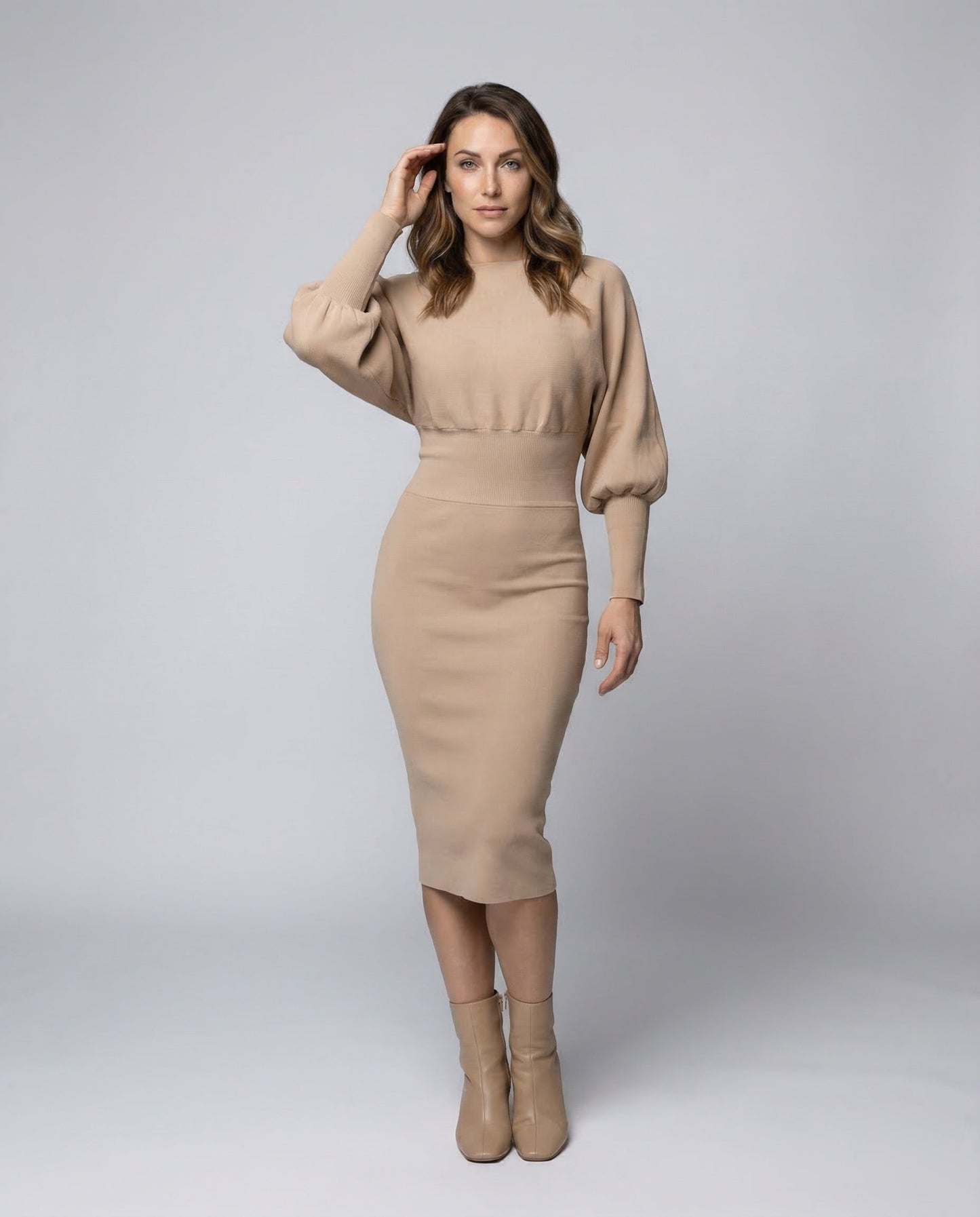 Damen Strick-Bleistiftkleid Rippbund - Norvielle