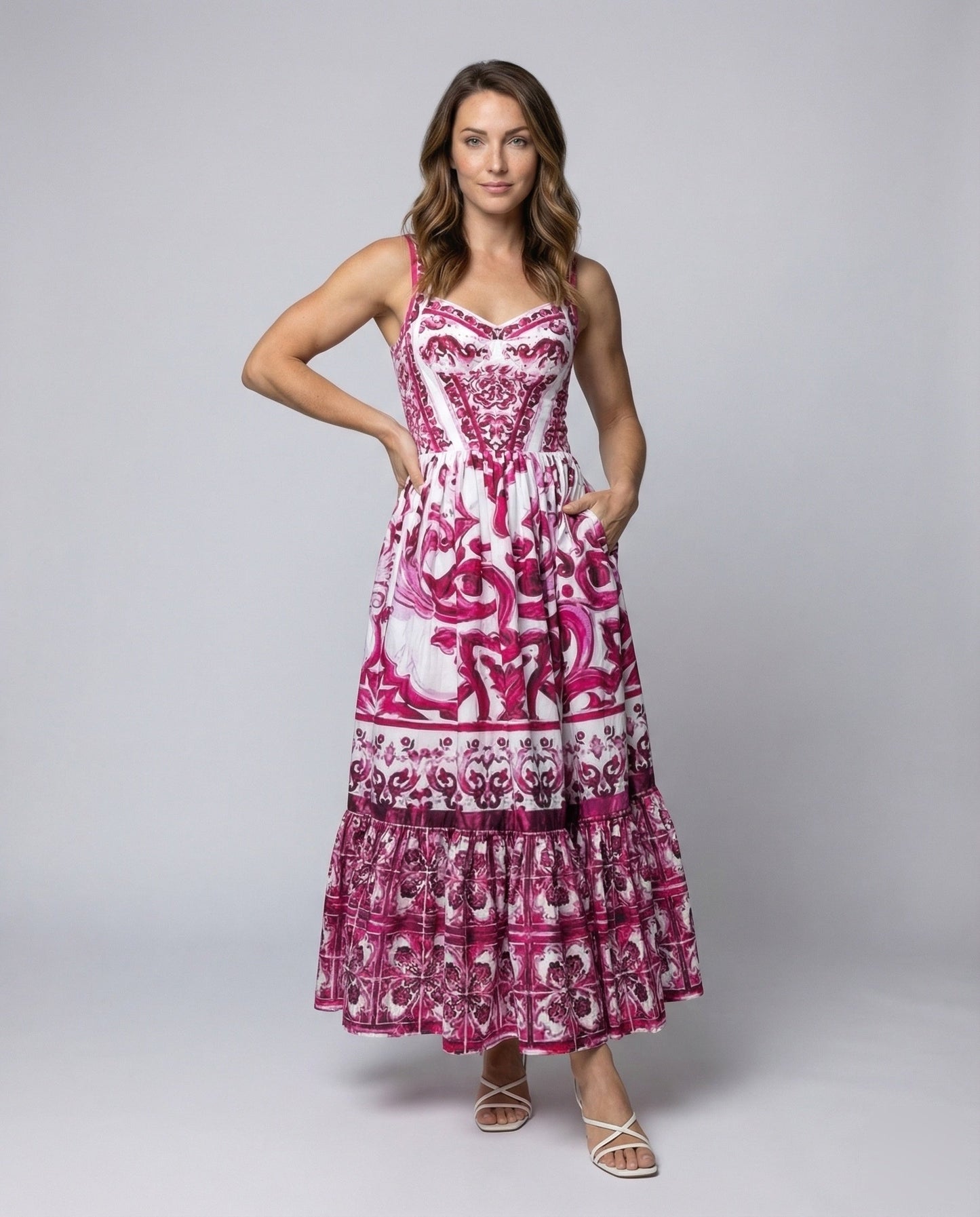 Damen Maxikleid Boho-Stil Kachelprint - Norvielle