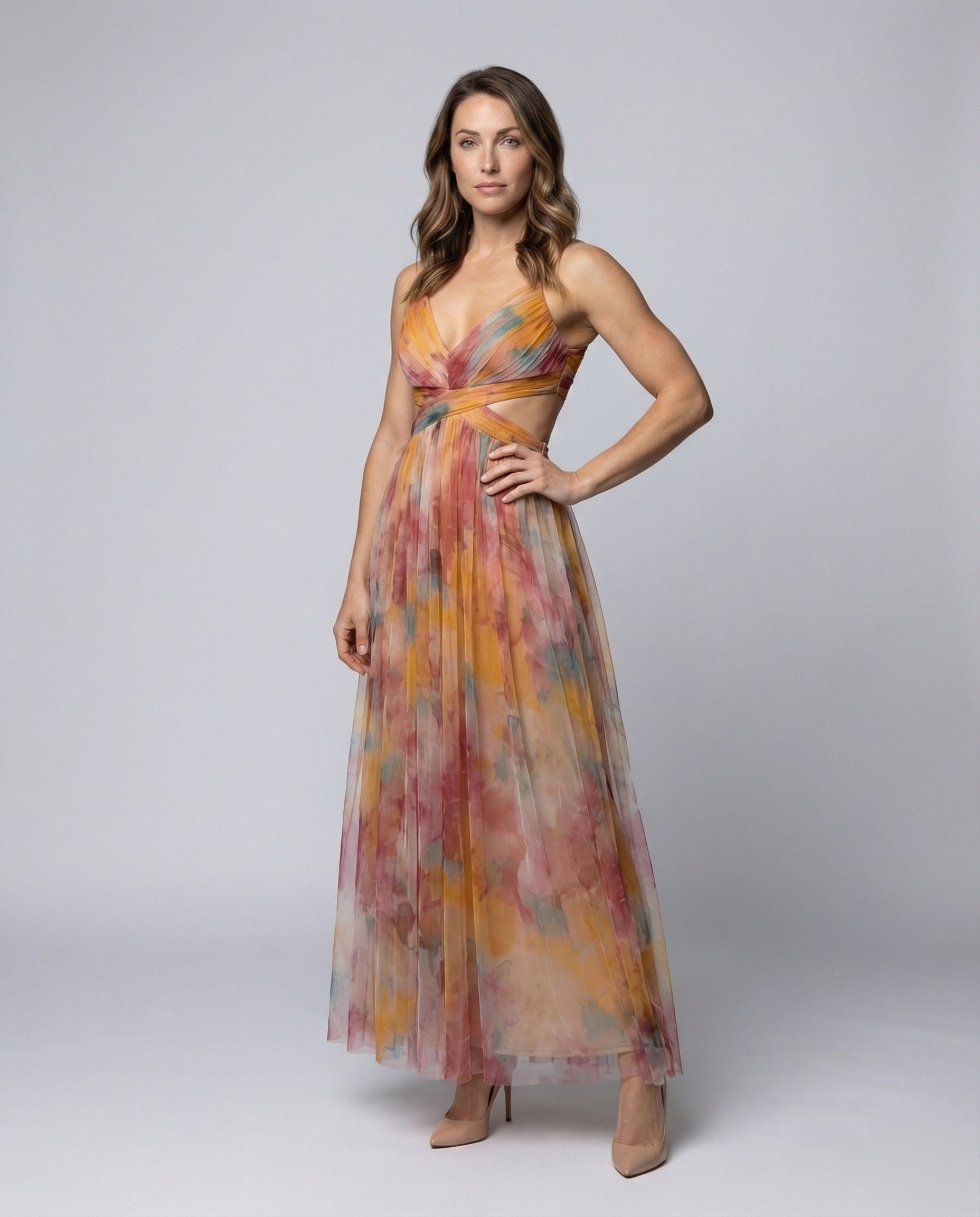 Damen Abendkleid Chiffon Gekreuzte Korselett-Passform - Norvielle
