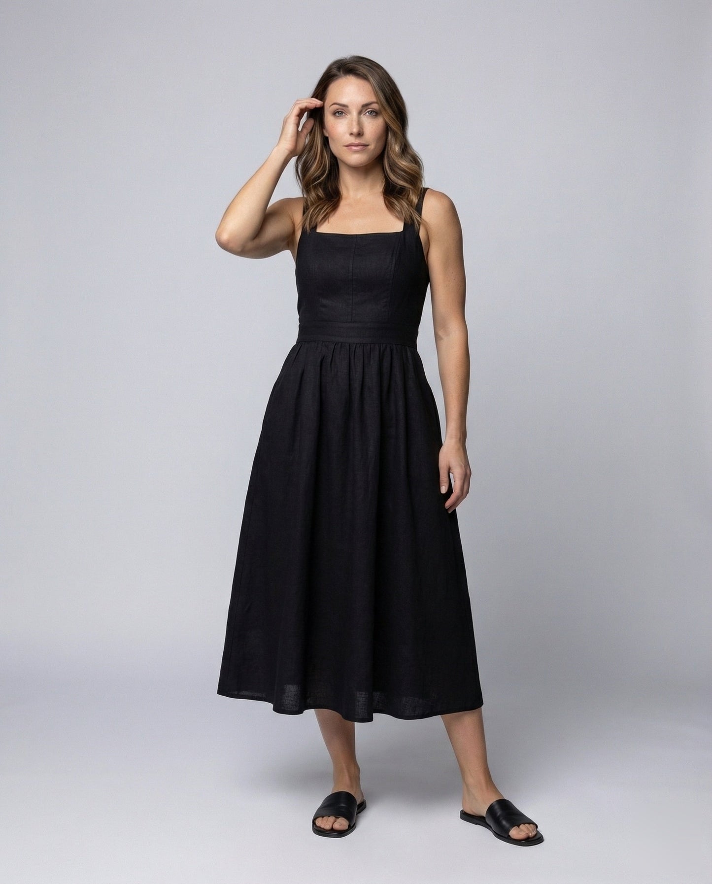 Damen Trägerkleid Mit Korselett-Passe Konturiert - Norvielle