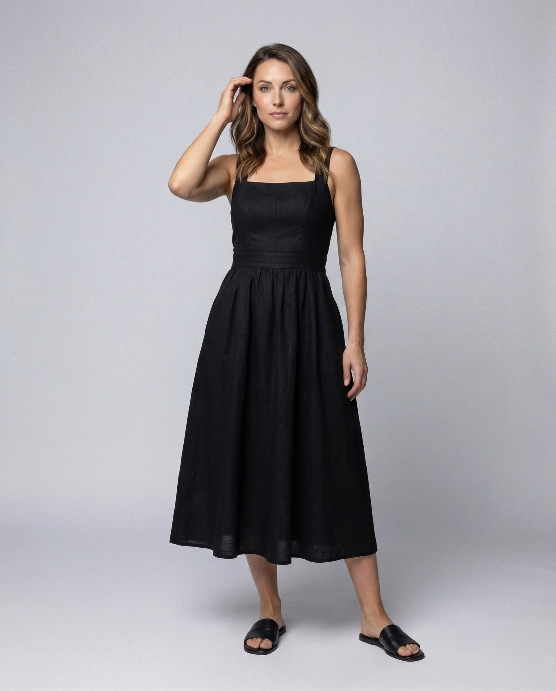 Damen Trägerkleid Mit Korselett-Passe Konturiert - Norvielle