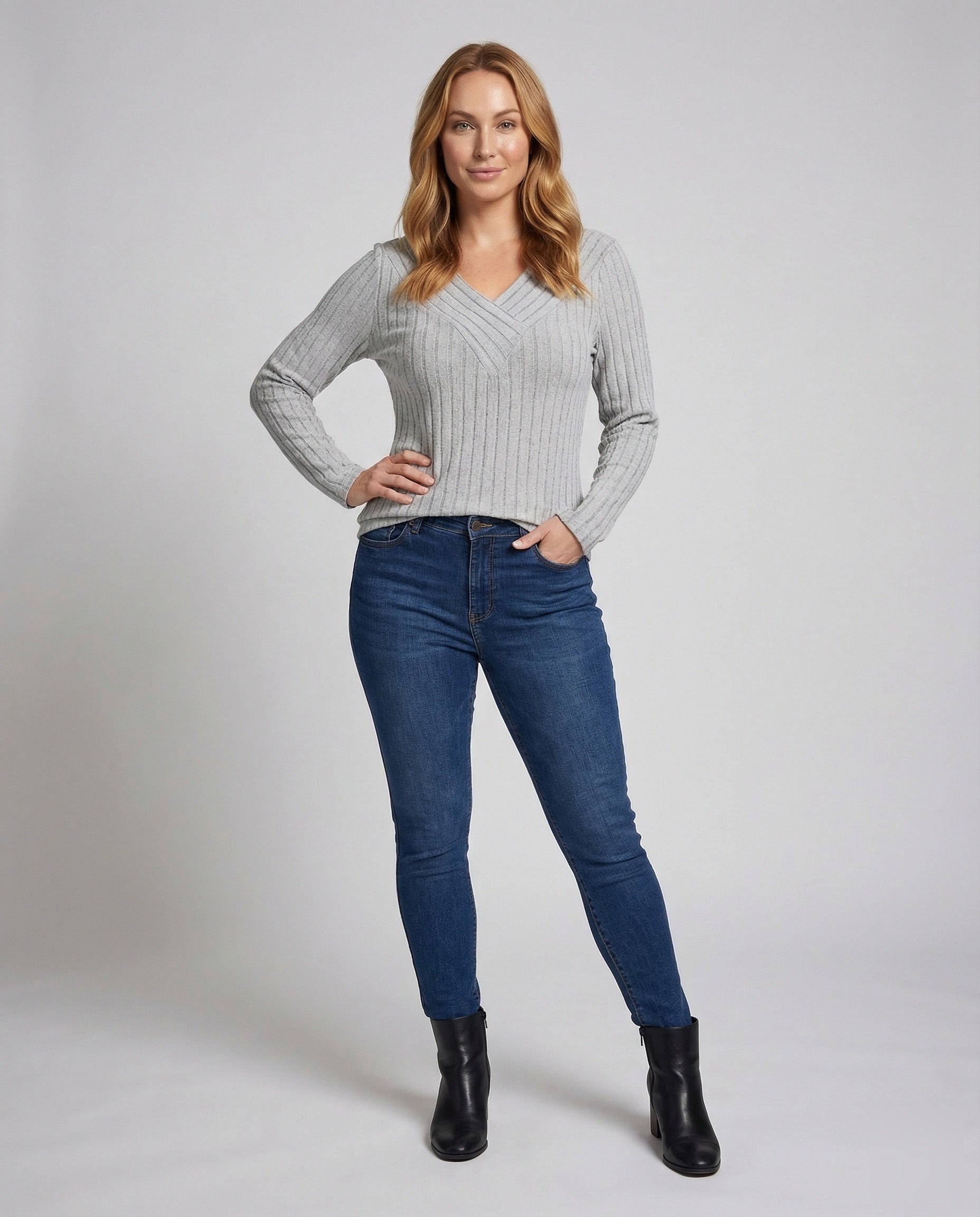 Damen Feinstrickpullover Rippenstruktur Verlängerter Saum - Norvielle
