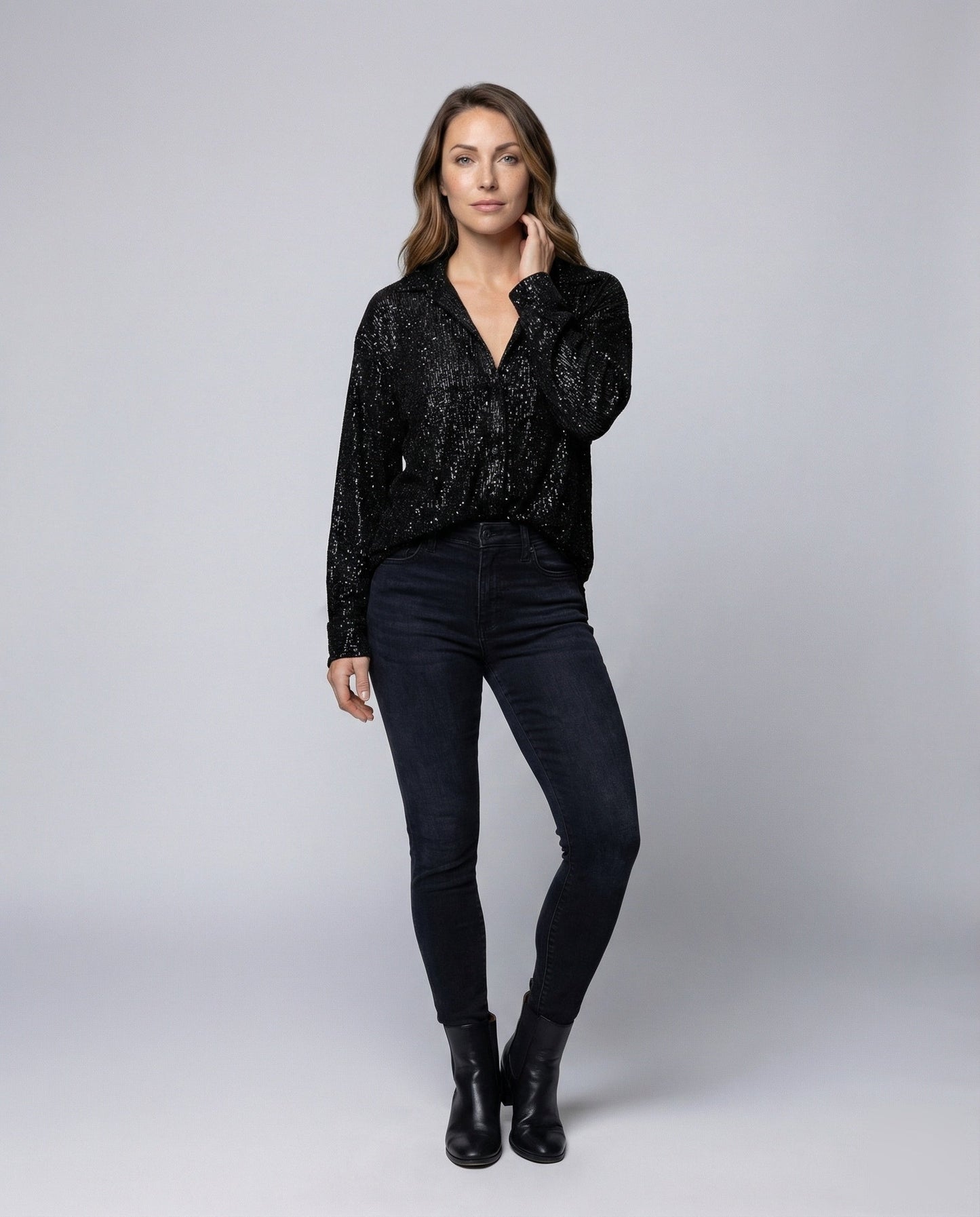 Damen Glitzerpullover Pailletten Effekt - Norvielle