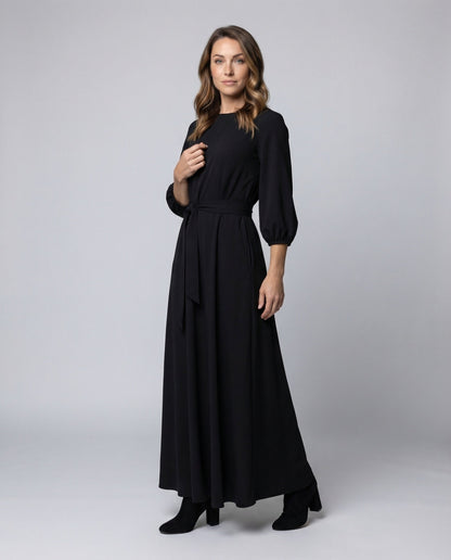Damen Abendkleid mit Taillengürtel und A-Linienrock - Norvielle