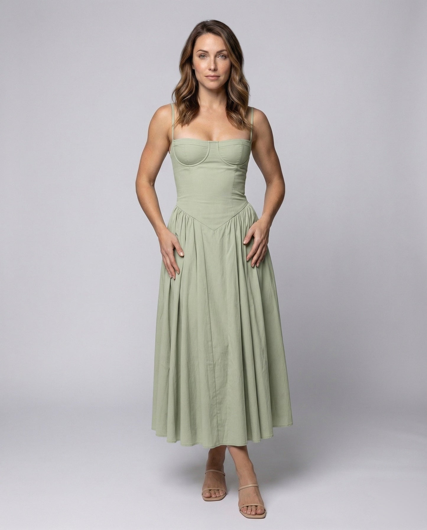 Damen Midikleid mit Bustier Geformtes Oberteil - Norvielle