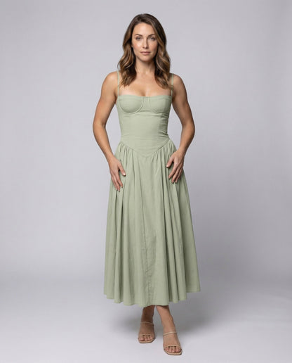 Damen Midikleid mit Bustier Geformtes Oberteil - Norvielle