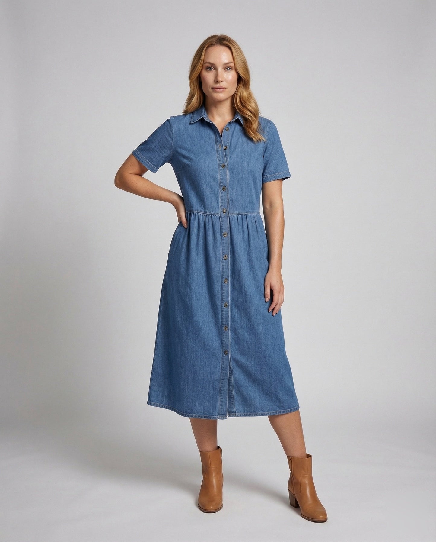 Damen Jeanskleid Taillierte Teilungsnaht Bluse - Norvielle