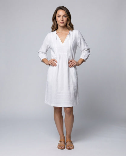 Damen Strandkleid Leinenbaumwollmix mit Kapuze - Norvielle