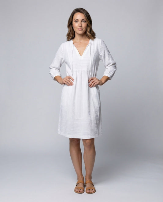 Damen Strandkleid Leinenbaumwollmix mit Kapuze - Norvielle
