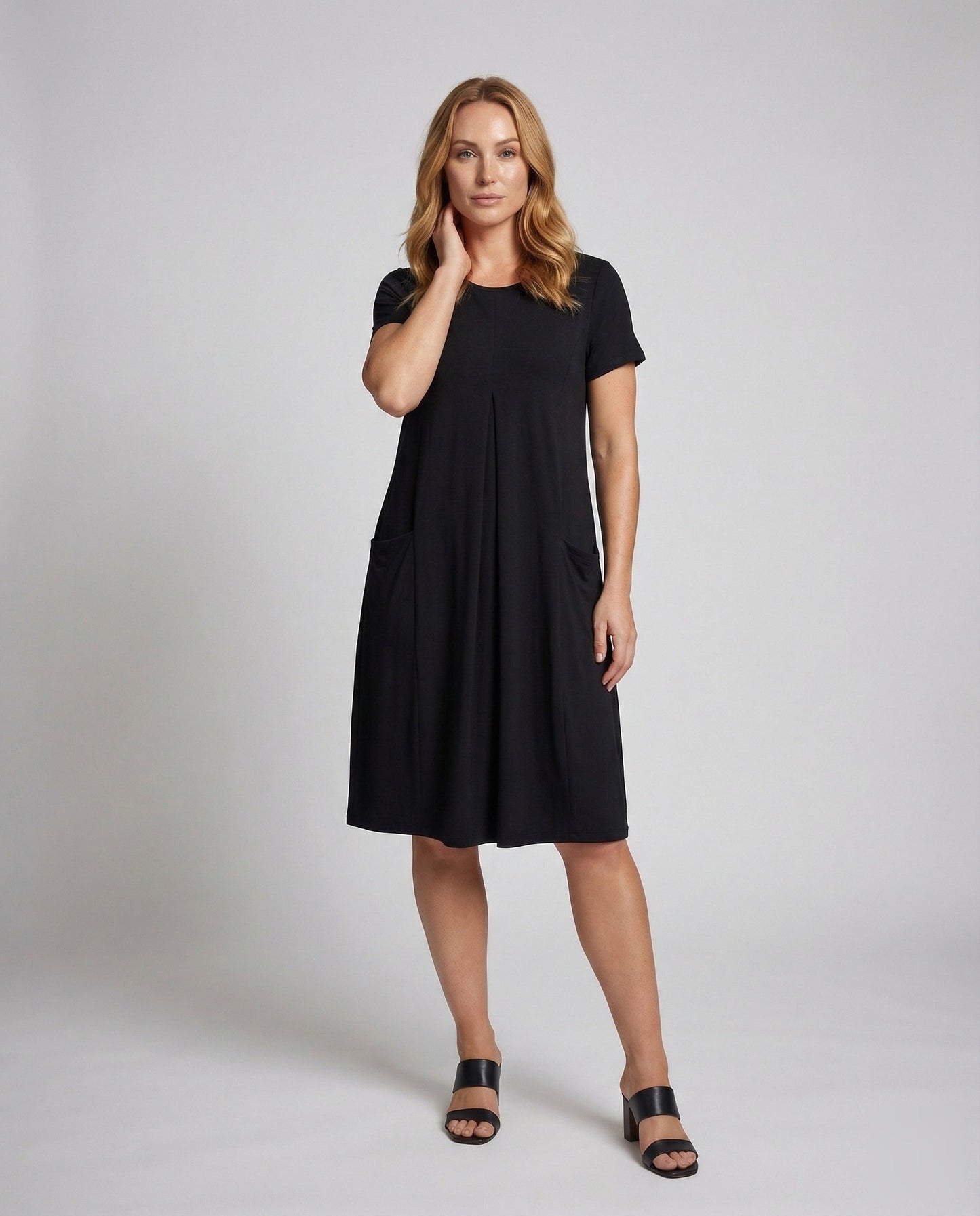 Damen Midikleid V-Ausschnitt mit Eingrifftaschen - Norvielle