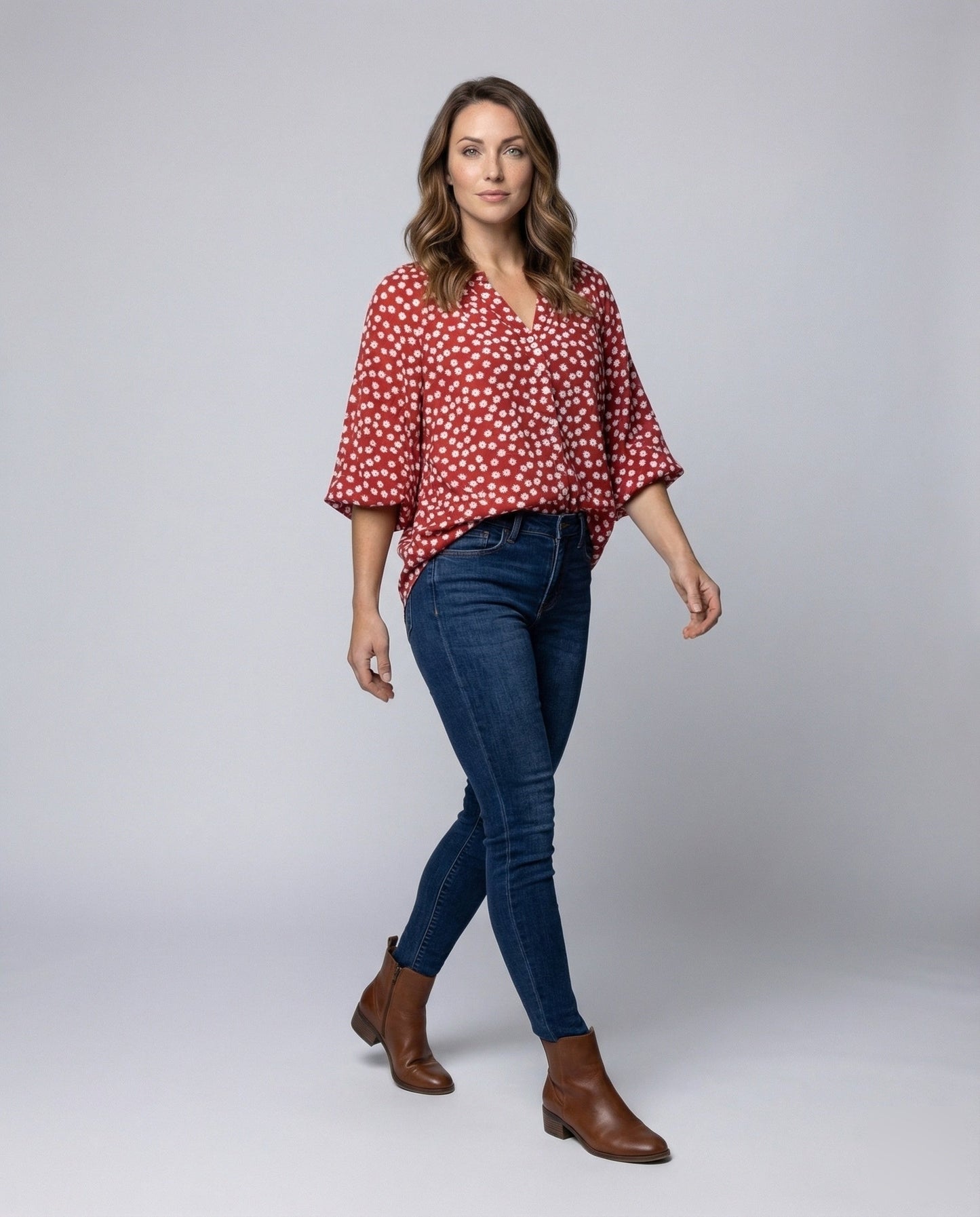 Damen Bluse mit Volantärmeln Floralmuster Multicolor - Norvielle