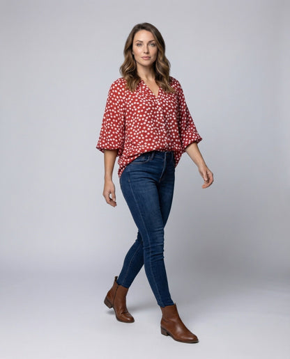 Damen Bluse mit Volantärmeln Floralmuster Multicolor - Norvielle