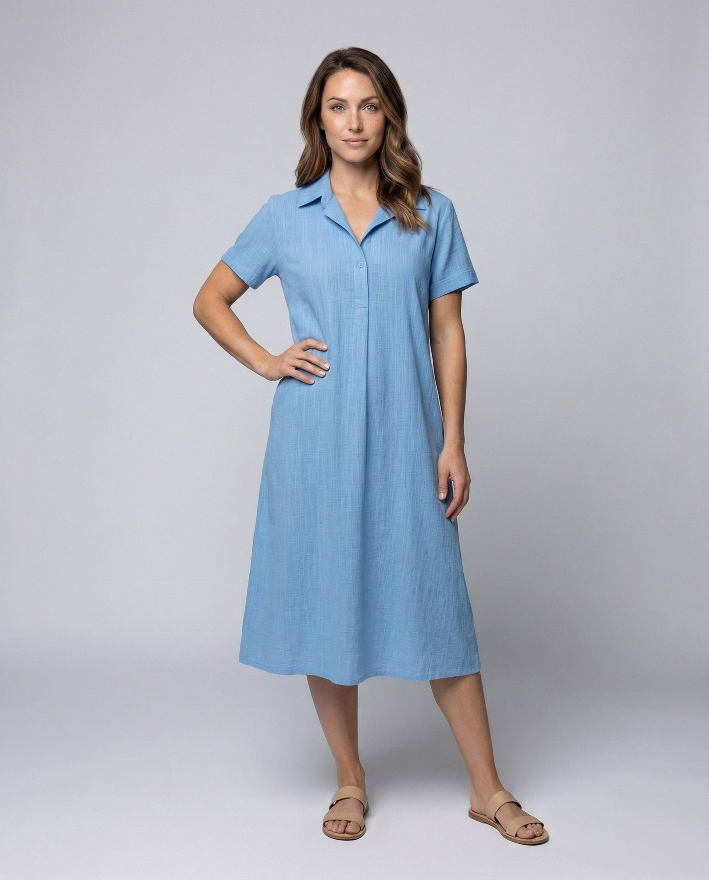 Damen A-Linie Midikleid Hemdbluse Weiteres Design - Norvielle